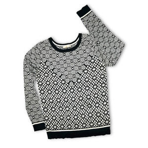 Under Skies Women's Geometric Sweater Black White Sz Medium